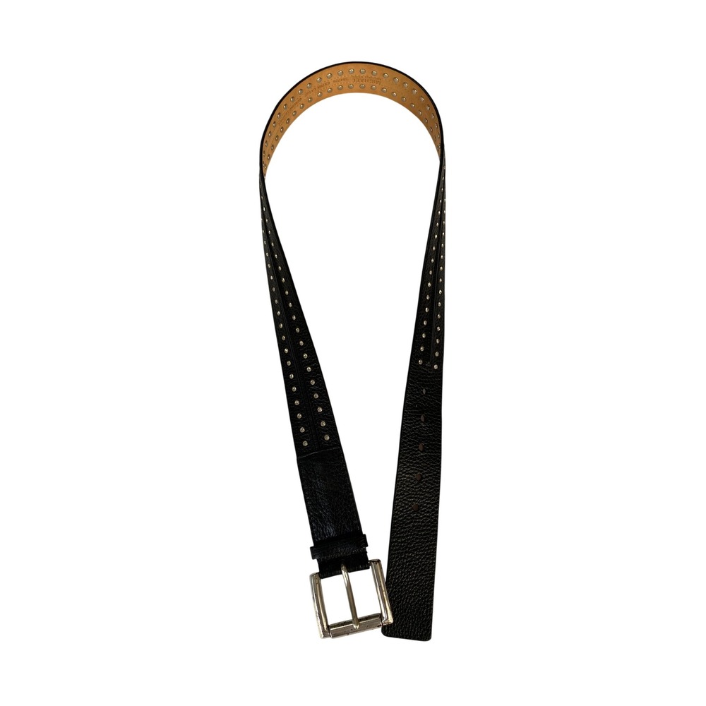 Michael Kors Black Pebbled Leather Rhinestone Studded Belt XL 554726